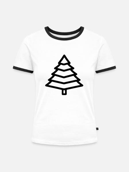 Weihnachtsbaum - Frauen Kontrast-T-Shirt - Weiß/Schwarz