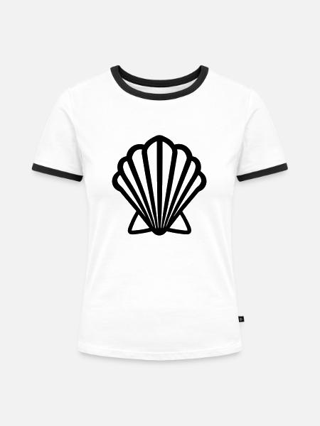 Muschel - Frauen Kontrast-T-Shirt - Weiß/Schwarz