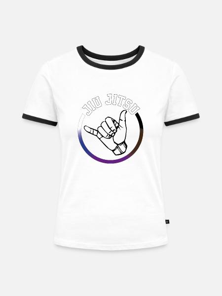 JiuJitsu Handshake/Shaka BJJ - Frauen Kontrast-T-Shirt - Weiß/Schwarz