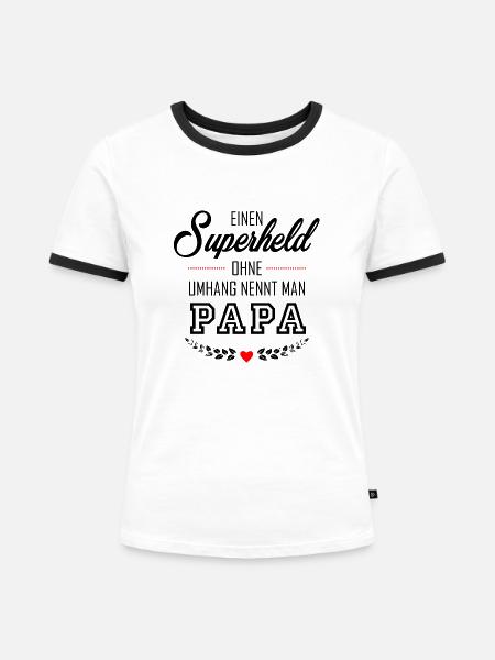 SUPERHELD PAPA - Frauen Kontrast-T-Shirt - Weiß/Schwarz