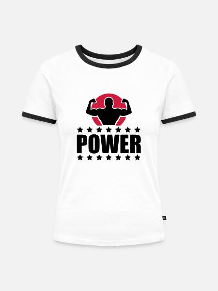 Power Logo Champ - Frauen Kontrast-T-Shirt - Weiß/Schwarz