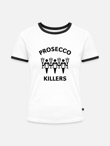 Prosecco Killers (Mädelsabend) - Frauen Kontrast-T-Shirt - Weiß/Schwarz
