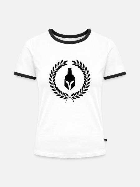 spartaner - Frauen Kontrast-T-Shirt - Weiß/Schwarz