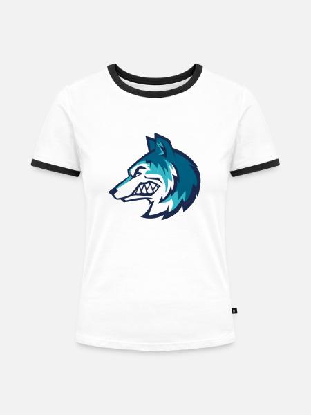 Wolf - Frauen Kontrast-T-Shirt - Weiß/Schwarz