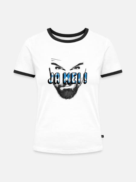ja mei bayrisch dialekt - Frauen Kontrast-T-Shirt - Weiß/Schwarz