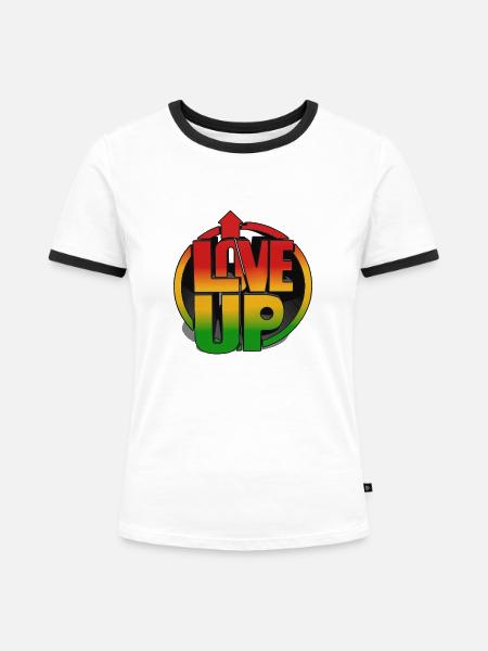 LIEBE NACH OBEN - Frauen Kontrast-T-Shirt - Weiß/Schwarz