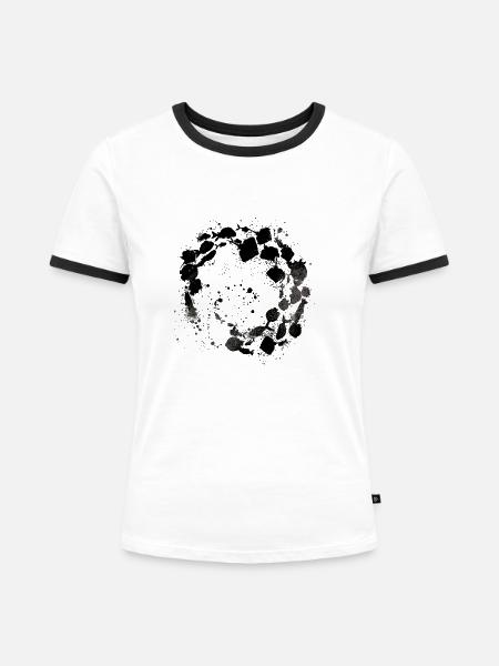 fischschwarm,fisch,malerei,schwarz,graffiti,rochen - Frauen Kontrast-T-Shirt - Weiß/Schwarz