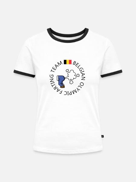 Belgisches Furzteam - Frauen Kontrast-T-Shirt - Weiß/Schwarz