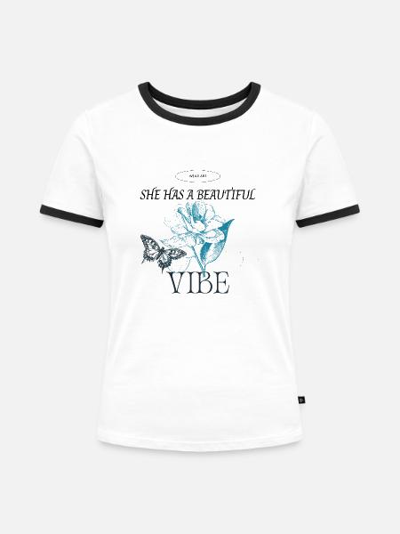 Sie hat eine schöne Atmosphäre - Frauen Kontrast-T-Shirt - Weiß/Schwarz