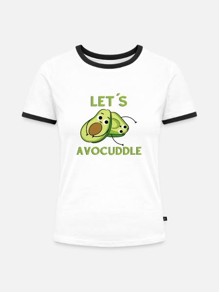Avocado am Kuscheln - Frauen Kontrast-T-Shirt - Weiß/Schwarz