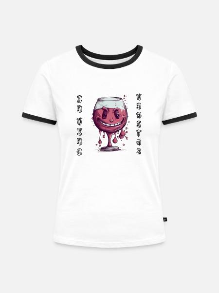 In vino veritas - Frauen Kontrast-T-Shirt - Weiß/Schwarz