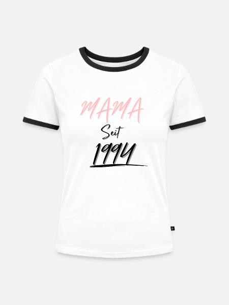 MAMA Seit 1994 - Frauen Kontrast-T-Shirt - Weiß/Schwarz