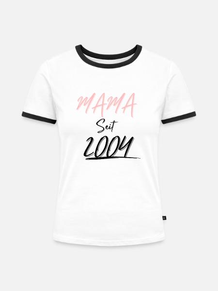 MAMA Seit 2004 - Frauen Kontrast-T-Shirt - Weiß/Schwarz