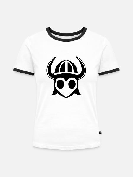 Wikingerhelm Krieger - Frauen Kontrast-T-Shirt - Weiß/Schwarz