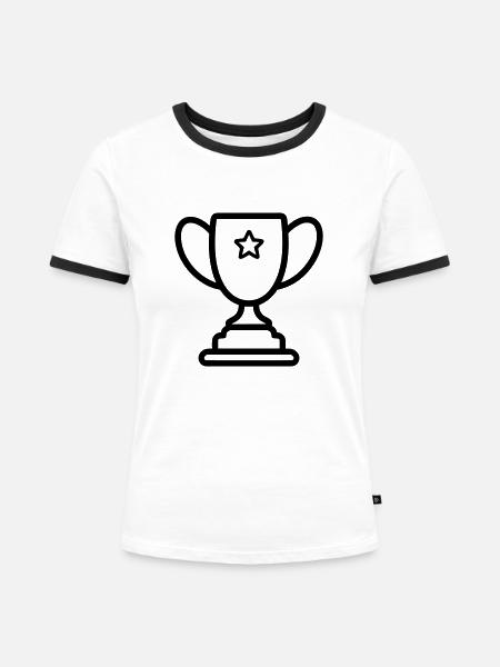 Trophäe - Frauen Kontrast-T-Shirt - Weiß/Schwarz