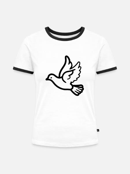 Taube - Frauen Kontrast-T-Shirt - Weiß/Schwarz