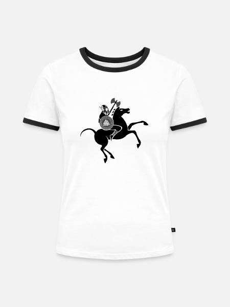 wikinger krieger 02 - Frauen Kontrast-T-Shirt - Weiß/Schwarz