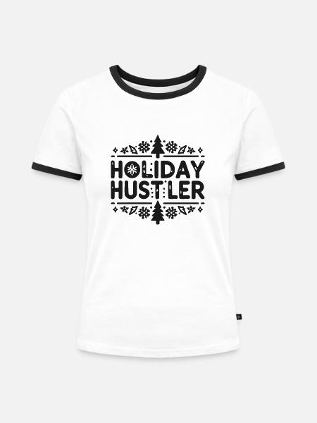 Holiday Hustler - Frauen Kontrast-T-Shirt - Weiß/Schwarz
