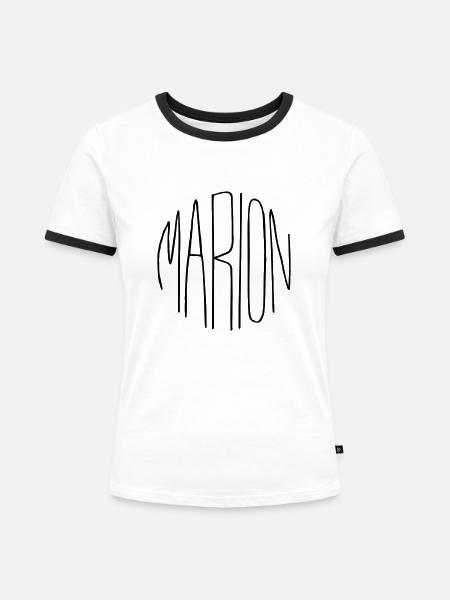 Marion - Frauen Kontrast-T-Shirt - Weiß/Schwarz