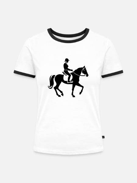 Reiter Pferd Reiter - Frauen Kontrast-T-Shirt - Weiß/Schwarz