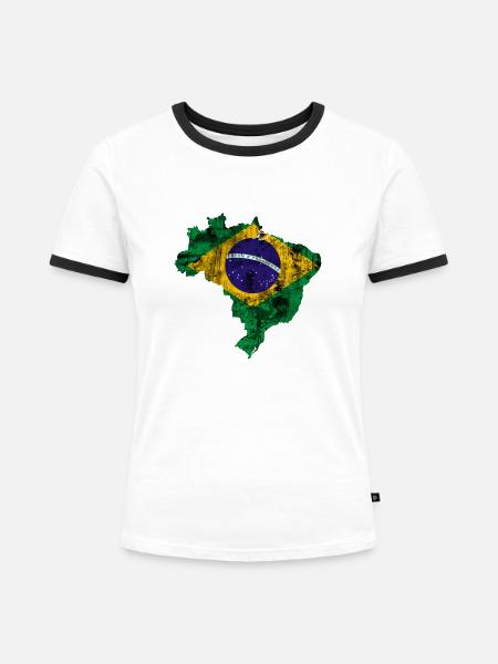 brazil - Frauen Kontrast-T-Shirt - Weiß/Schwarz