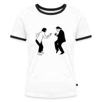 pulp fiction dancing pf06 - Frauen Kontrast-T-Shirt - Weiß/Schwarz - Vorne - Selfina (174cm)