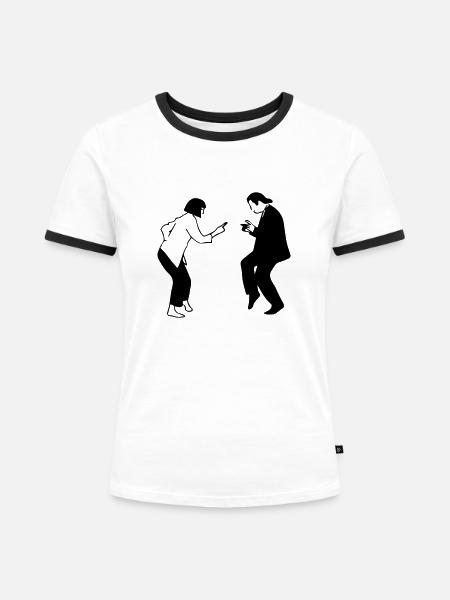 pulp fiction dancing pf06 - Frauen Kontrast-T-Shirt - Weiß/Schwarz