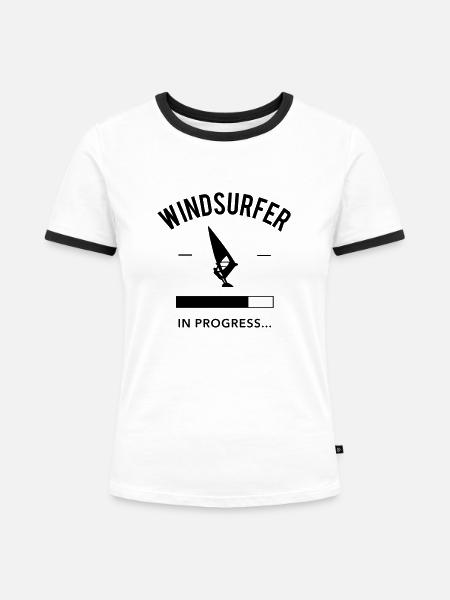Windsurfer in Progress - Frauen Kontrast-T-Shirt - Weiß/Schwarz