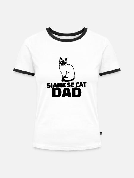 Siamkatze - Frauen Kontrast-T-Shirt - Weiß/Schwarz