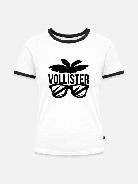 voll ist er - Frauen Kontrast-T-Shirt - Weiß/Schwarz