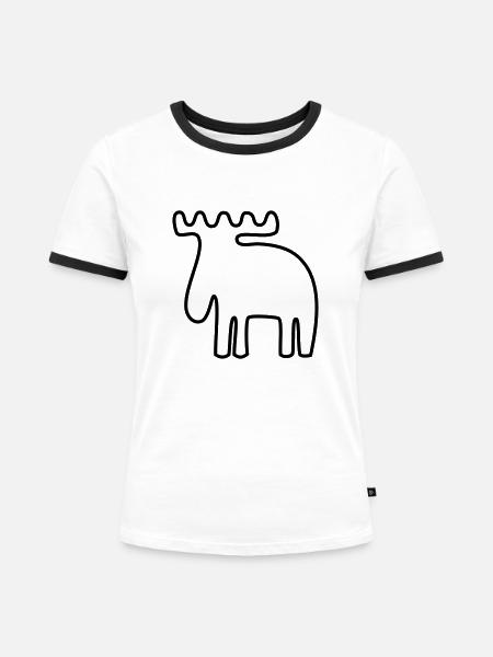 Elch - Frauen Kontrast-T-Shirt - Weiß/Schwarz