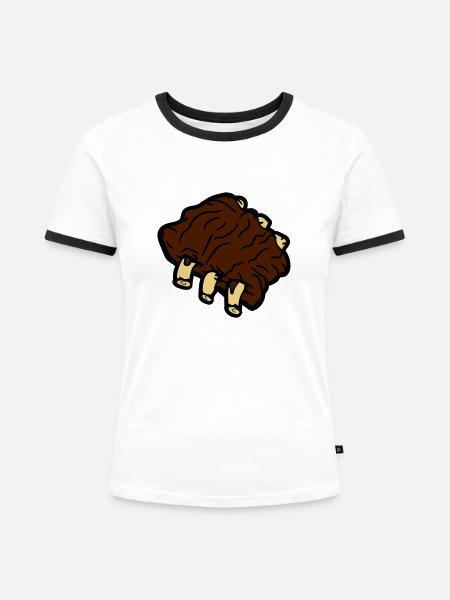 rippchen rippen fleisch grillen - Frauen Kontrast-T-Shirt - Weiß/Schwarz