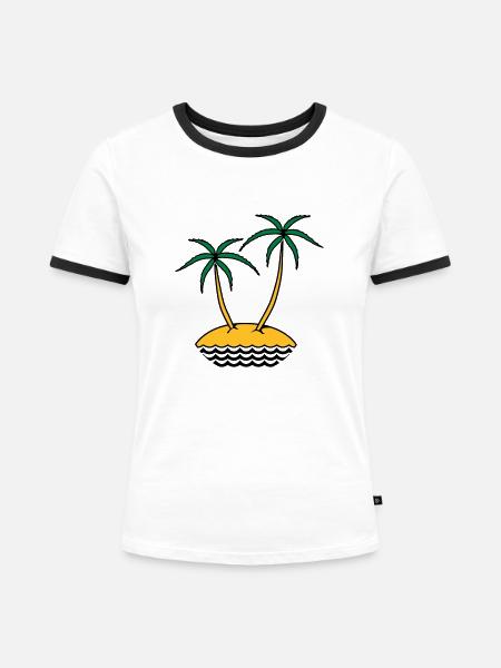 insel - Frauen Kontrast-T-Shirt - Weiß/Schwarz