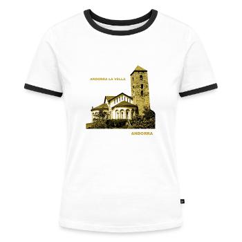 Andorra la Vella Fürstentum Europa Pyrenäen - Frauen Kontrast-T-Shirt - Weiß/Schwarz - Vorne - Selfina (174cm)