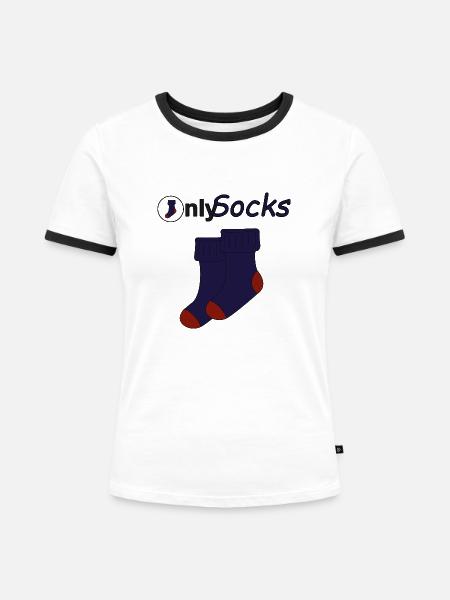 Only Socks - Frauen Kontrast-T-Shirt - Weiß/Schwarz