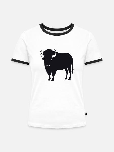 Büffel - Frauen Kontrast-T-Shirt - Weiß/Schwarz