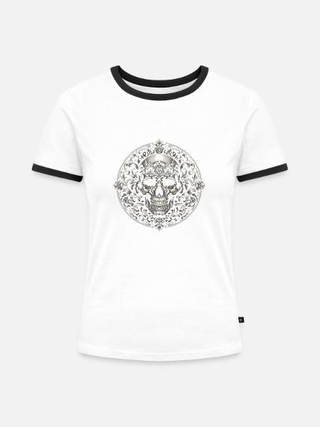 Barocke Eleganz - Frauen Kontrast-T-Shirt - Weiß/Schwarz