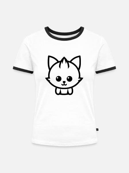 Fuchs - Frauen Kontrast-T-Shirt - Weiß/Schwarz