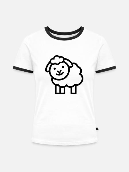 Schaf - Frauen Kontrast-T-Shirt - Weiß/Schwarz