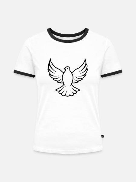 Taube - Frauen Kontrast-T-Shirt - Weiß/Schwarz