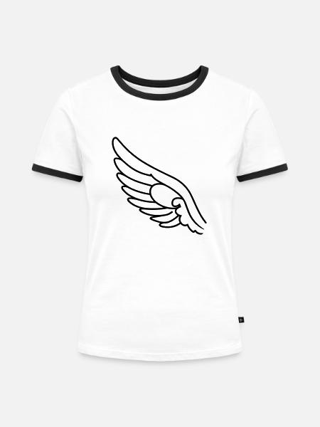 Engelsflügel - Frauen Kontrast-T-Shirt - Weiß/Schwarz