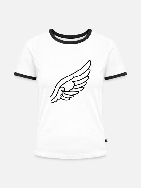 Engelsflügel - Frauen Kontrast-T-Shirt - Weiß/Schwarz