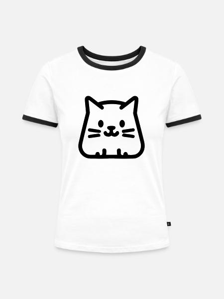 Kätzchen - Frauen Kontrast-T-Shirt - Weiß/Schwarz