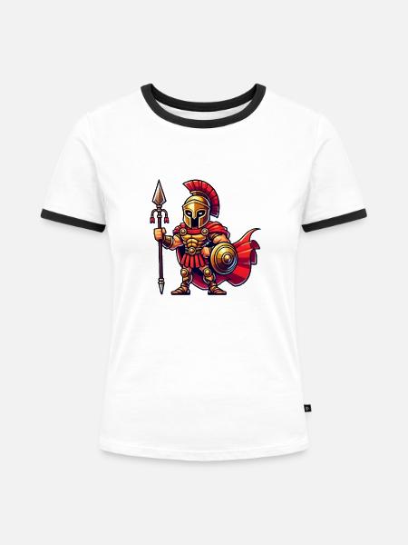 Spartaner - Frauen Kontrast-T-Shirt - Weiß/Schwarz