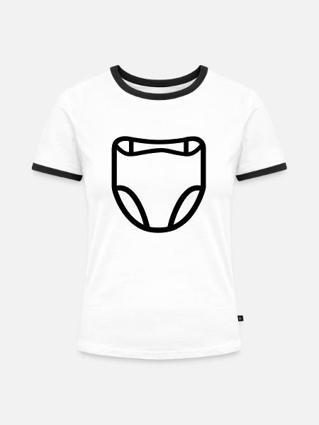 Schicht - Frauen Kontrast-T-Shirt - Weiß/Schwarz