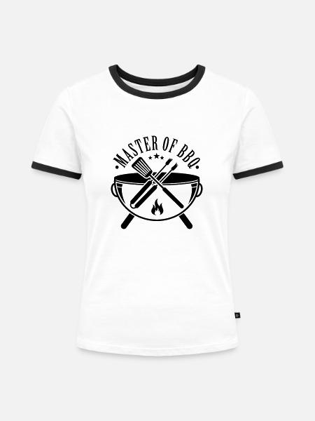 Master of BBQ - Frauen Kontrast-T-Shirt - Weiß/Schwarz
