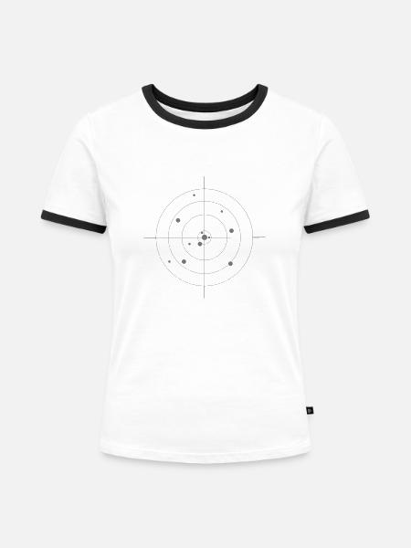 Zielscheibe mit Einschüssen - Frauen Kontrast-T-Shirt - Weiß/Schwarz