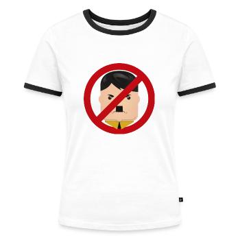 Emoticon - Gegen Rechts - Frauen Kontrast-T-Shirt - Weiß/Schwarz - Vorne - Selfina (174cm)