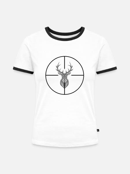 Jagd Visier Ziel - Frauen Kontrast-T-Shirt - Weiß/Schwarz