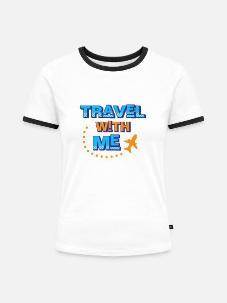 Reise mit mir - Frauen Kontrast-T-Shirt - Weiß/Schwarz